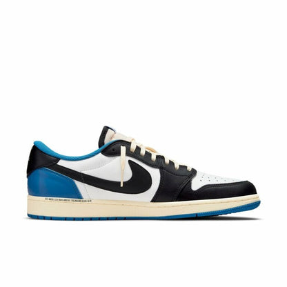 Fragment Design x Travis Scott x Air Jordan 1 Retro Low ‘Sail Black Military Blue’